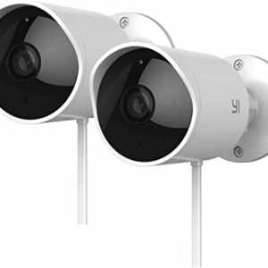 YI 2pc Security Camera Outdoor, 1080p Outside Surveillance Front Door IP Smart Cam with Waterproof, WiFi, Cloud, Night Vision, Motion Detection Sensor, Smartphone App, Works with Alexa