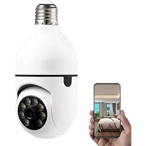 2022 New Light Bulb Camera, Wireless WiFi HD 5MP Security Light Bulb Camera, 360 Panoramic IP Camera, Indoor Outdoor, 1080P 2.4GHz WiFi Camera with Real-time Motion Detection, Alerts, Night Vision