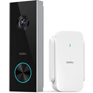 AOSU Doorbell Camera Wireless, Battery-Powered Video Doorbell with Chime, 2K Resolution, No Monthly Fees, 166┬░ Ultra Wide Angle, 180-Day Battery Life, AI Detection, Work with Alexa & Google Assistant