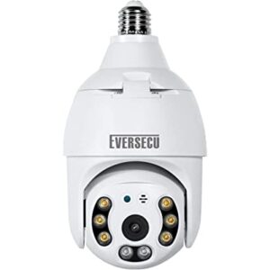EVERSECU 2K 4.0MP Light Bulb Security Camera Outdoor Wireless, Motion Auto Tracking, 2 Way Audio, Spotlight Night Vision, Tuya Smart Life WiFi E27 Screw-in CCTV Camera Work with Alexa & Google Home