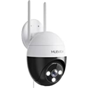 MUBVIEW 2K Security Camera Outdoor Security Cameras with 360┬░ PZT View, 2.4G WiFi Wired Home Surveillance Cameras, Color Night Vision, Motion Detection, Siren, 2 Way Talk, 24/7, Compatible with Alexa