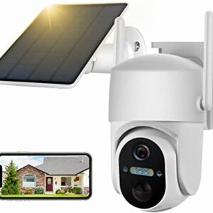 Solar Security Cameras Wireless Outdoor Battery Powered, Pan Tilt WiFi Camera for Home Security, 2K HD Video Surveillance Color Night Vision, 2 Way Talk, PIR Human Motion Detection, Phone App Alerts
