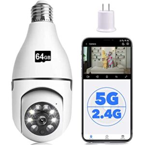 Tashi 1080P Light Bulb Camera, Wireless 5GHz & 2.4GHz WiFi Home Security Camera 360┬░ Surveillance Cam with Motion Detection Alarm Night Vision Light Socket Camera