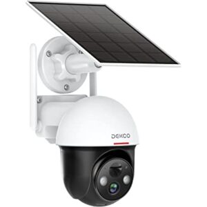 2K Security Camera Wireless Outdoor, Solar Powered 2.4G WiFi 360┬░ View Pan Tilt Strobe Light/ Spotlight Home Security System with Motion Detection and Siren, Two-Way Audio, IP65, Clear Night Vision