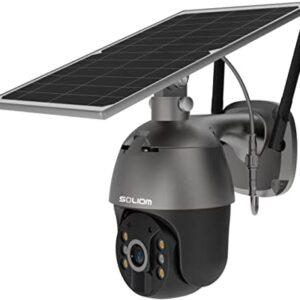 SOLIOM S600 3G/4G LTE Outdoor Solar Powered Cellular Security Camera Wireless,Pan Tilt 360┬░View Spotlight,1080p Night Vision,2 Way Talk,PIR Motion Sensor,No WiFi,US Version