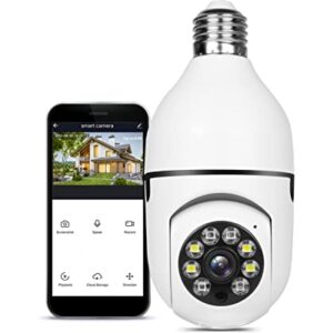 Light Bulb Security Camera,Home WiFi 360 Degree Pan/Tilt Panoramic IP Camera,Wireless Home Surveillance Cameras System with Human Motion Detection and Alarm,Two-Way Audio,Night Vision