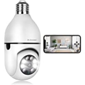 Jennov 3MP/2K Light Bulb Security Camera Wireless Outdoor, 2.4GHz Light Socket Security Camera, 360┬░ Indoor WiFi Home Lightbulb Surveillance Camera Motion Detection, Color Night Vision, Two Way Talk