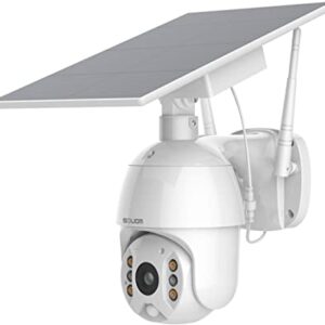 SOLIOM S600 Outdoor Home Security Camera, Wireless WiFi Pan Tilt 360┬░ View Spotlight Solar Battery Powered System, Motion Detection and Siren, Color Night Vision, 2-Way Talk, Remote Access, Cloud/SD