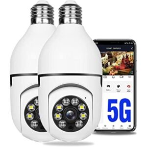 KOWVOWZ 360 Degree Security Cameras Wireless Outdoor, 2.4GHz & 5GHz WiFi Light Bulb Camera, 1080p Indoor for Home Camera System, Motion Detection, Two-Way Audio (2PCS)