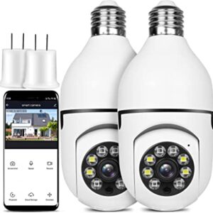 UPULTRA Security Camera 2packs 1080P Wireless WiFi Outdoor Home IP Camera E27 360 Degree Panoramic,Motion Detection and Alarm,Two-Way Audio,Night Vision