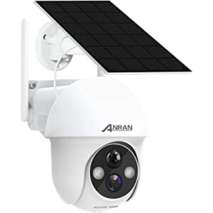 ANRAN Security Camera Wireless Outdoor, 2K Solar Outdoor Camera with 360┬░ View, Smart Siren, Spotlights, Color Night Vision, PIR Human Detection, Pan Tilt Control, 2-Way Talk, IP65, Q1 White