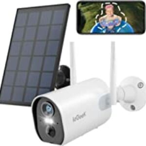 Security Cameras Wireless Outdoor, 2K Solar Powered Outdoor Security Cameras with Spotlight & Siren, 2.4G WiFi Wireless Surveillance Cameras for Home Security, 3MP Color Night Vision/2-Way Talk/ IP65